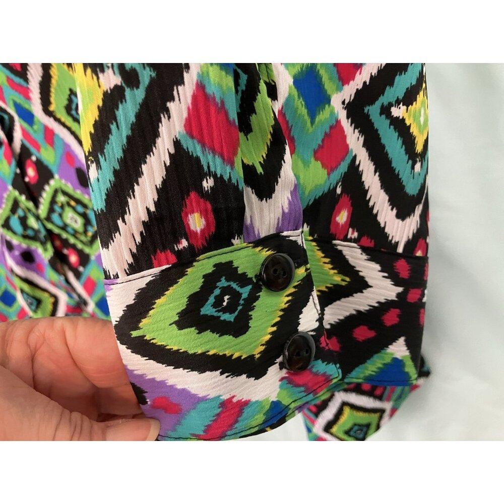 Notations Womens Button Front Blouse Attached Tan… - image 5